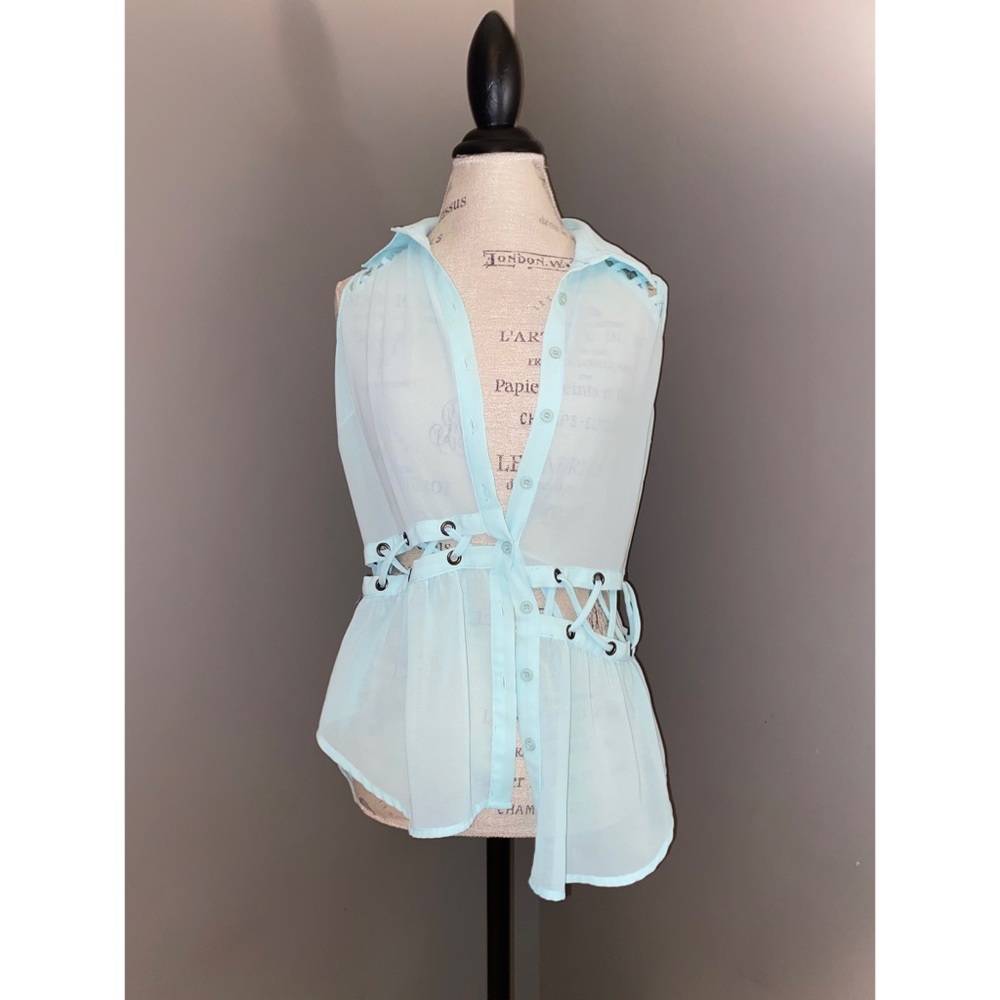 Aqua blue sleeveless blouse